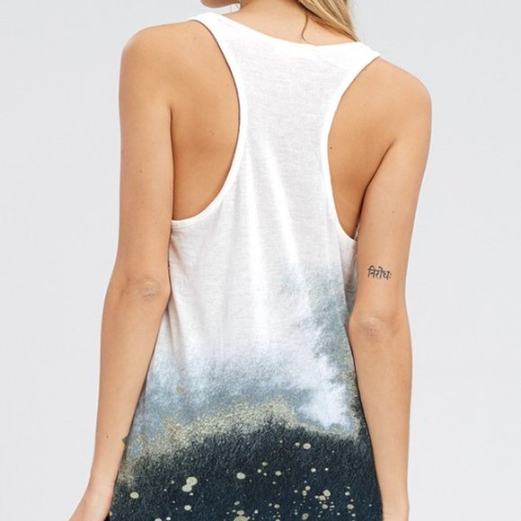 Racerback Tank with Gold Paint Splatter - Picture 4 of 4